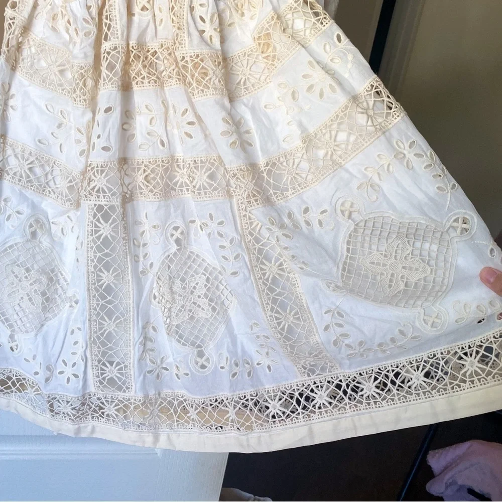 Zimmermann Dress Aliane Cutout Broderie Anglaise Lace Cotton Mini Ivory 2 NWT - Picture 5 of 13